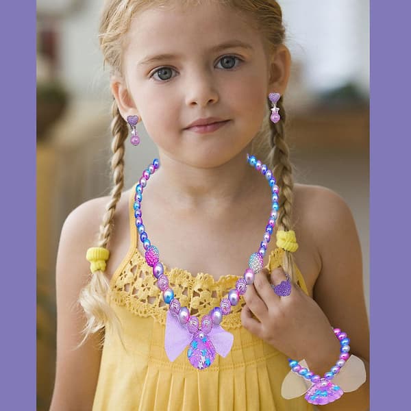 6 stk. Ring Ørering Prinsesse Smykkesæt Blue And Purple