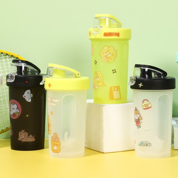 300 ml Sports Shaker Multifunktionell Milk Shake Cup Outdoor Sports Cup Black And White Cup 301-400ml