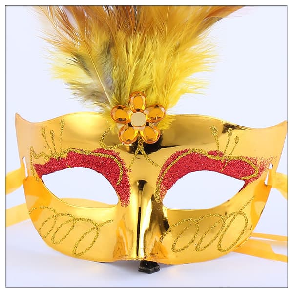 En bit av 3 delar hålsvans röd påfågelhår maskeradmask