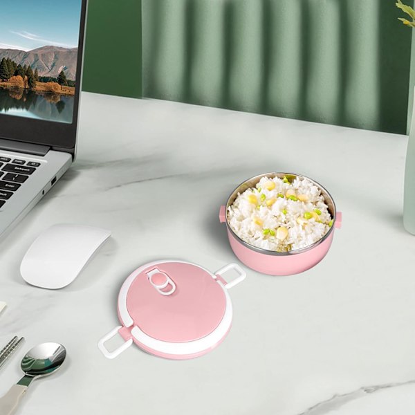 Isolerad matlåda Stapelbar varm mat Isolerad låda 304 rostfritt stål rund matlåda Lufttät matbehållare (rosa)