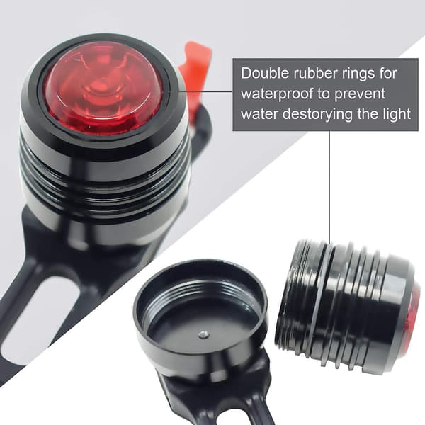 USB oppladbare sykkelbaklykter, LED baklys, 3 lysmoduser, egnet