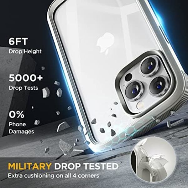 Miracase Glass Series Designad för iPhone 14 Pro Max Case 6,7 tum, [2023 Upgrade] Bumper Case med inbyggd 9H härdat glas Scr Rice White