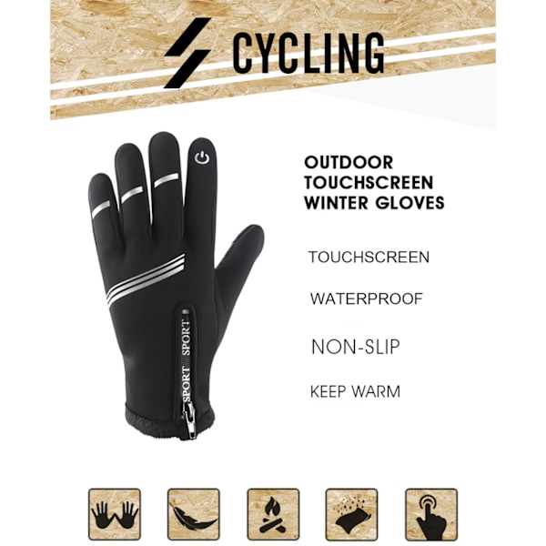 för Touch Screen Vindtät Varm Halkfri Full Finger Herr Dam Vinter Cykling Gl L