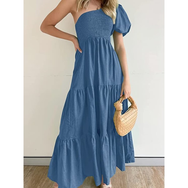 Bohemian ärmlös kjol Strandklänning Hög midja Klänning Kvinnlig Klänning Blue M