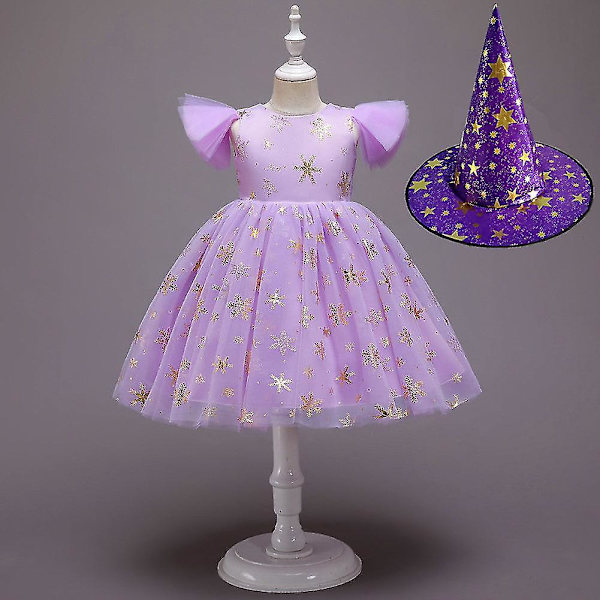 Jouluinen Rotanpuku Tytölle Hatulla 901a purple 130cm