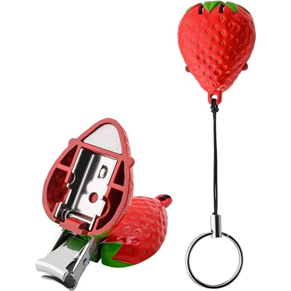 Creative Strawberry Shape Nagel- och tånagelklippare i rostfritt stål med case och nagelfil, unisex