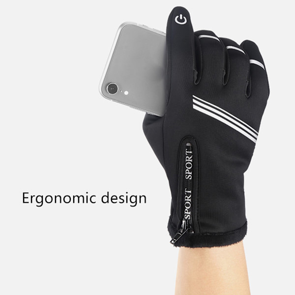 för Touch Screen Vindtät Varm Halkfri Full Finger Herr Dam Vinter Cykling Gl L