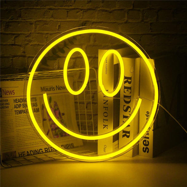LED Smile Face Neonskylt Väggdekor USB Nattljusskyltar Barn