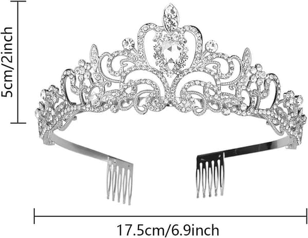 Tiara Krone Krystall Rhinestone (sølv, 1 stk)