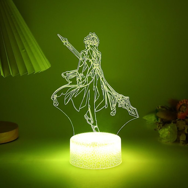Hot Genshin Impact Shenhe Yunjin 3d Led Nattljus Anime Tvåfärgad Lampa För Barn Sovrum Inredning Jul Födelsedagspresent Yae MikoZhongli