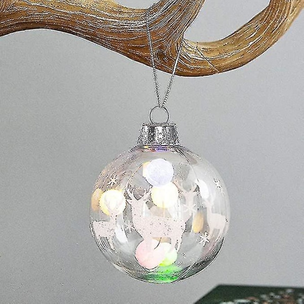 12 st jul transparent boll, fyllbar sfär prydnad för julgran silver