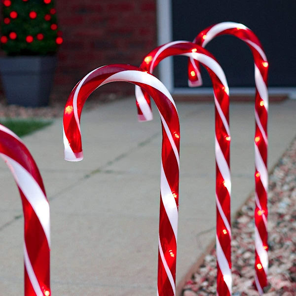 Candy Canes Fairy Lights Christmas Path Markers, Xtmas Decor, 5 stk