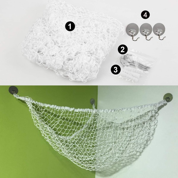 Hengekøye for kosedyr, oppbevaringsnett for leketøyhengekøyer, nett for mesh White