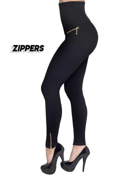 Sorte Shapingtights - høj talje, model Zipper Black M