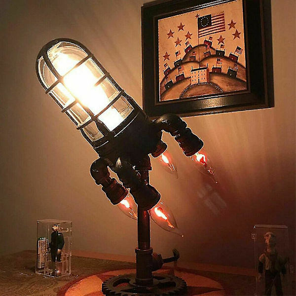 Raketlampe Retro Industrial Steampunk Rocket Light EU PLUG