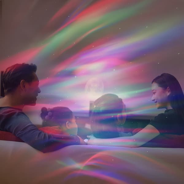 7 färger Star Projector Ocean Wave Lampa Sovrum nattljus, Bluetooth -kompatibel vit white