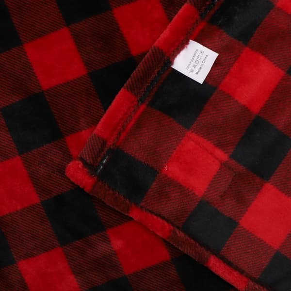 Klassisk rød og sort ternet flanneltæppe 200*230cm, stor størrelse