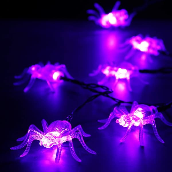 Halloween Fairy Lights, 2m 30 LED Lila Spider String Lights Bat