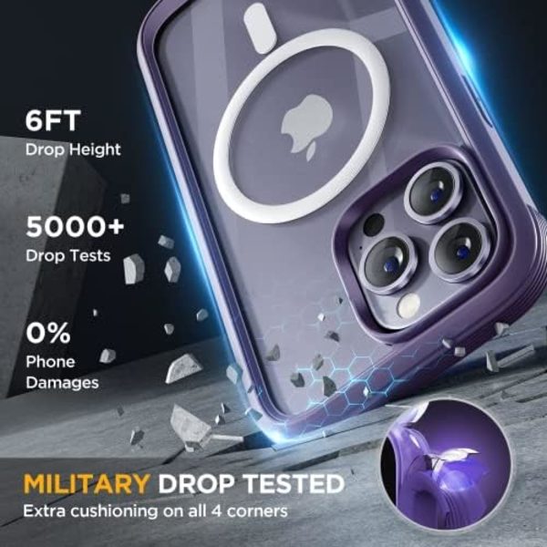 Miracase Glass Series Designad för iPhone 14 Pro Max Case 6,7 tum, [2023 Upgrade] Bumper Case med inbyggd 9H härdat glas Scr Noble Purple-B