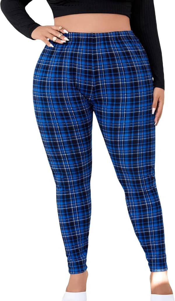 Dam Plus ize Rutiga Leggings med hög midja kinny Byxor S