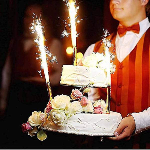Tårta Ljus Sparkler Fyrverkeri Säker Rökfri Födelsedagsljus Fontän 6pcs
