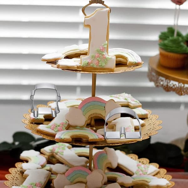 7 bitar mini metall kakskärare set - fredstecken Groovy bakning