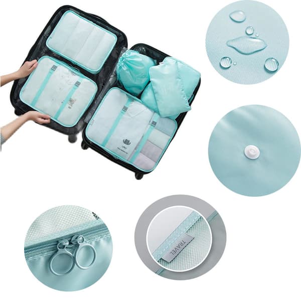 6 delar Set av organiseringsväskor Travel Moving Bagage Organizer Bright blue