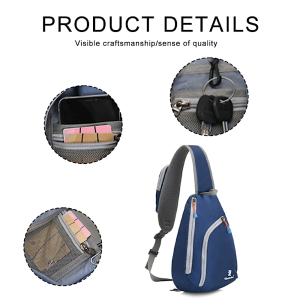 Bröstväska Cross body slingbag, liten vattentät och lätt axelväska Dark Blue