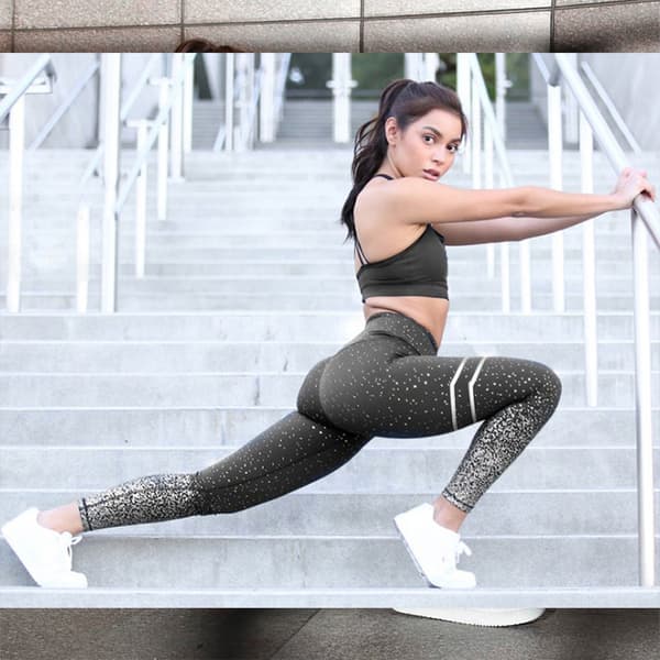 Kvinnor Sequin Workout egging Sport Yoga Byxor Pink L