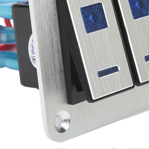 Vippebryterpanel 3-veis DC 12V 24V 5-pinners blått lys vippebryter på/av lyskontrollpanel