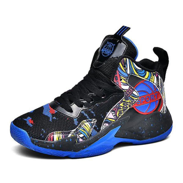 Børne Basketballsko Åndbare Sneakers Drenge Piger Sportssko Yj8768 Black 37