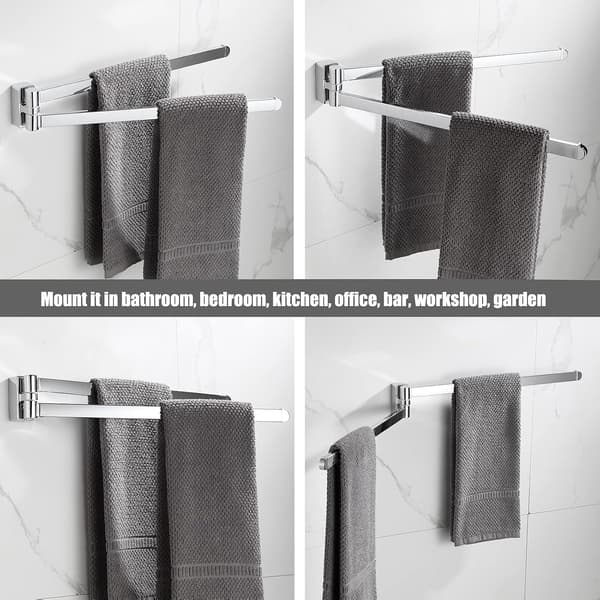Swivel Håndkleholder i Rustfritt Stål med 2 Svingbare Stenger (Sølv)