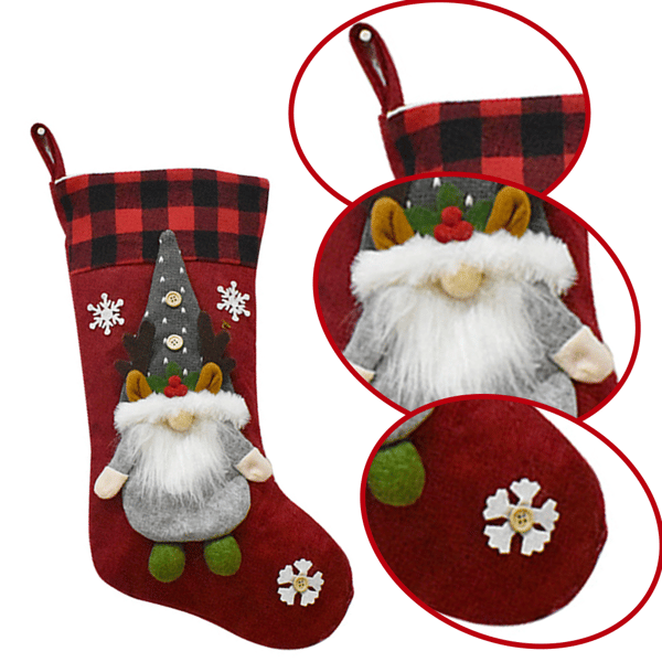 Julstrumpa, 3D Xmas strumpor för öppen spis hängande style 3