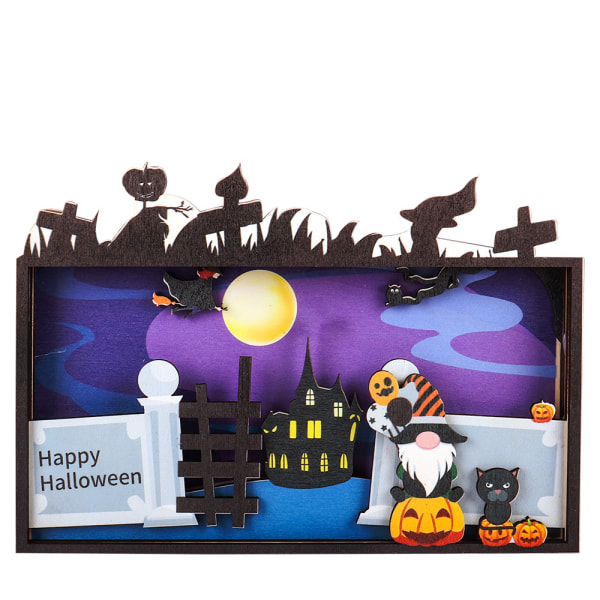 Trä Halloween prydnader, rolig klassisk retro bärbar