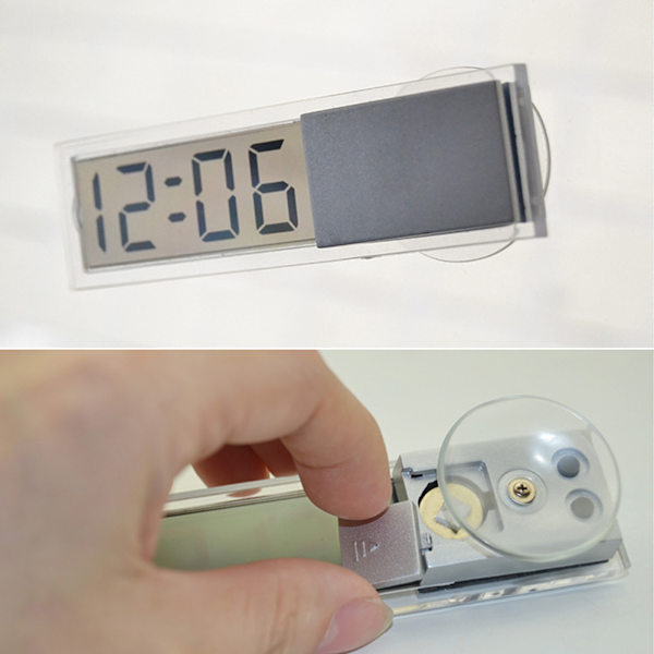 Mini Bil Bil Digital klocka Auto Watch / Automotive Termometer med Sucker null - A
