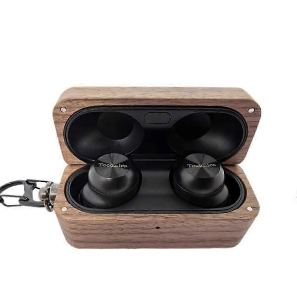 Til Panasonic Technics EAH-AZ100 Valnød Beskyttelsesetui Trådløs Bluetooth Hovedtelefon Opladningsboks Co