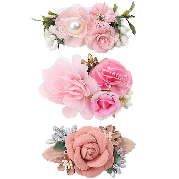 3 stk jenter blomst hårspenner, blomstrete hårspenne