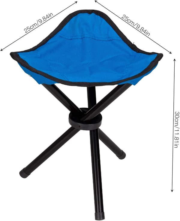 Liten Bärbar Vikbar Canvas 3-bens Tripod Stol för Vandring, Camping