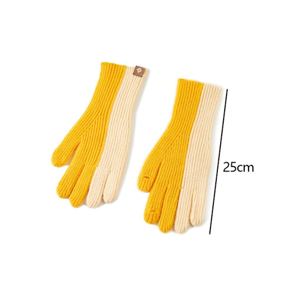 Håll varma handskar Stickade handskar GUL&KHAKI yellow&khaki