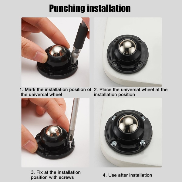 Självhäftande hjul minisvängbara hjul rostfritt stål Universa white One-size