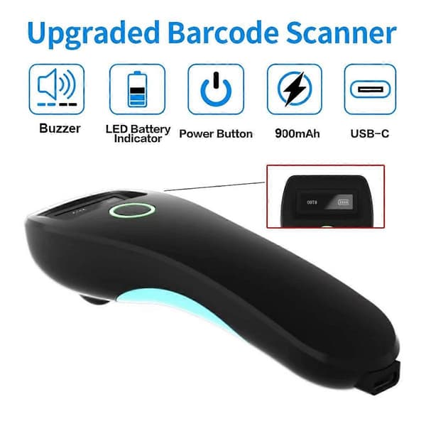 Viivakoodinlukija HBA-W6 Langaton 1D/2D CMOS-lukija USB Bluetooth Mini Tasku QR-lukija IOS Android Windows (Valkoinen)