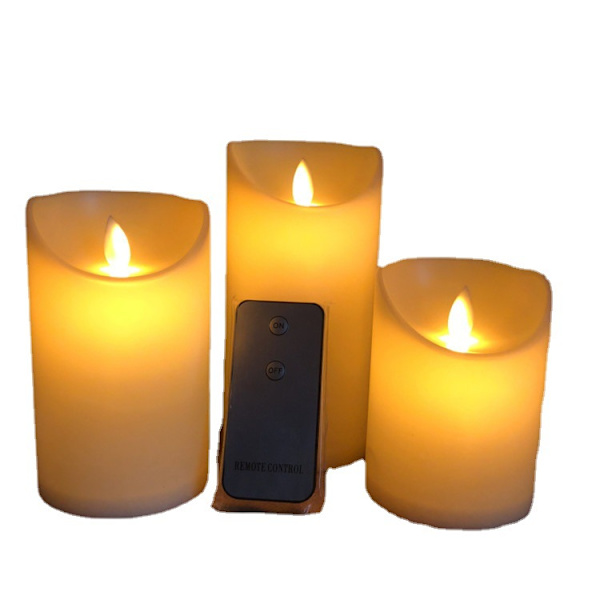 3 st Flamlösa ljus Batteridriven pelare Real Wax Electri