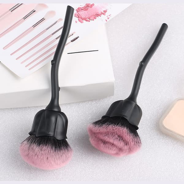 Rose puder makeup borste Soft Head puder borste Black 2Pcs