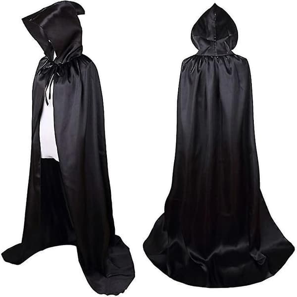 Halloween-kappe for voksne sateng stoff kappe for barn stående hette svart dødsmantel (59 tommer) 59inch