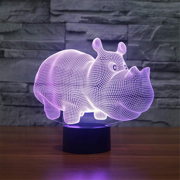 3D Optisk Illusion Flodhest Sensor Natlampe med Smart Touch