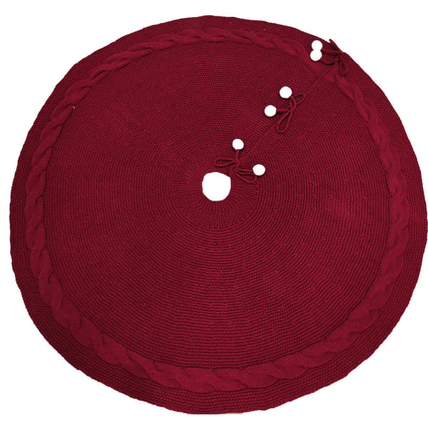 Stickad julgransmatta - 122 cm - Röd, julgransdekoration