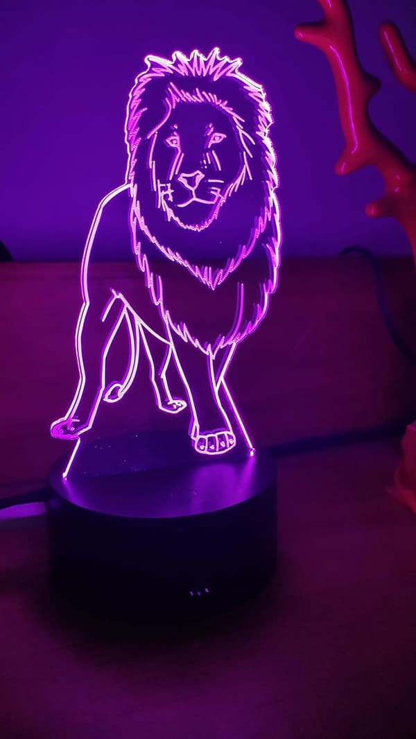 Lion Akryl 3D-lampa presenter, 3D Illusion Night Lights USB LED