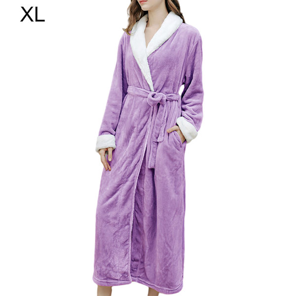 Lang Kåpe Varm Holder badekåpen varm Nattkjole Hudvennlig Purple XL