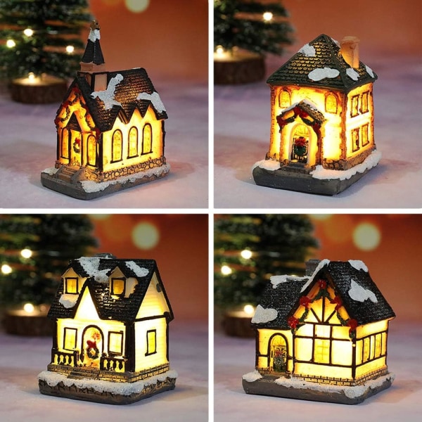 Ljus julby, varmvitt hartshus LED julbelysning, by och stad dekoration hemgåvor, julscen, by och Sunmostar