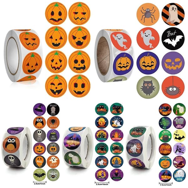 500 kpl tarra Pumpkin Ghost Spider Bat Tack -sinettitarra F E 500pcs 2.5cm